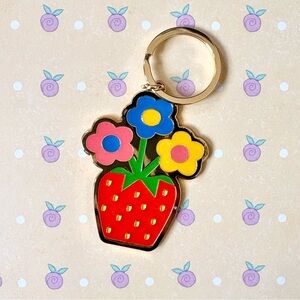 NEW BAN.DO Enamel Keychain Flower Strawberry